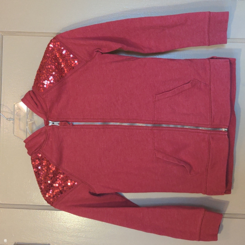 Cherokee, Girls Size L, Red Sequin Hoodie Sweater